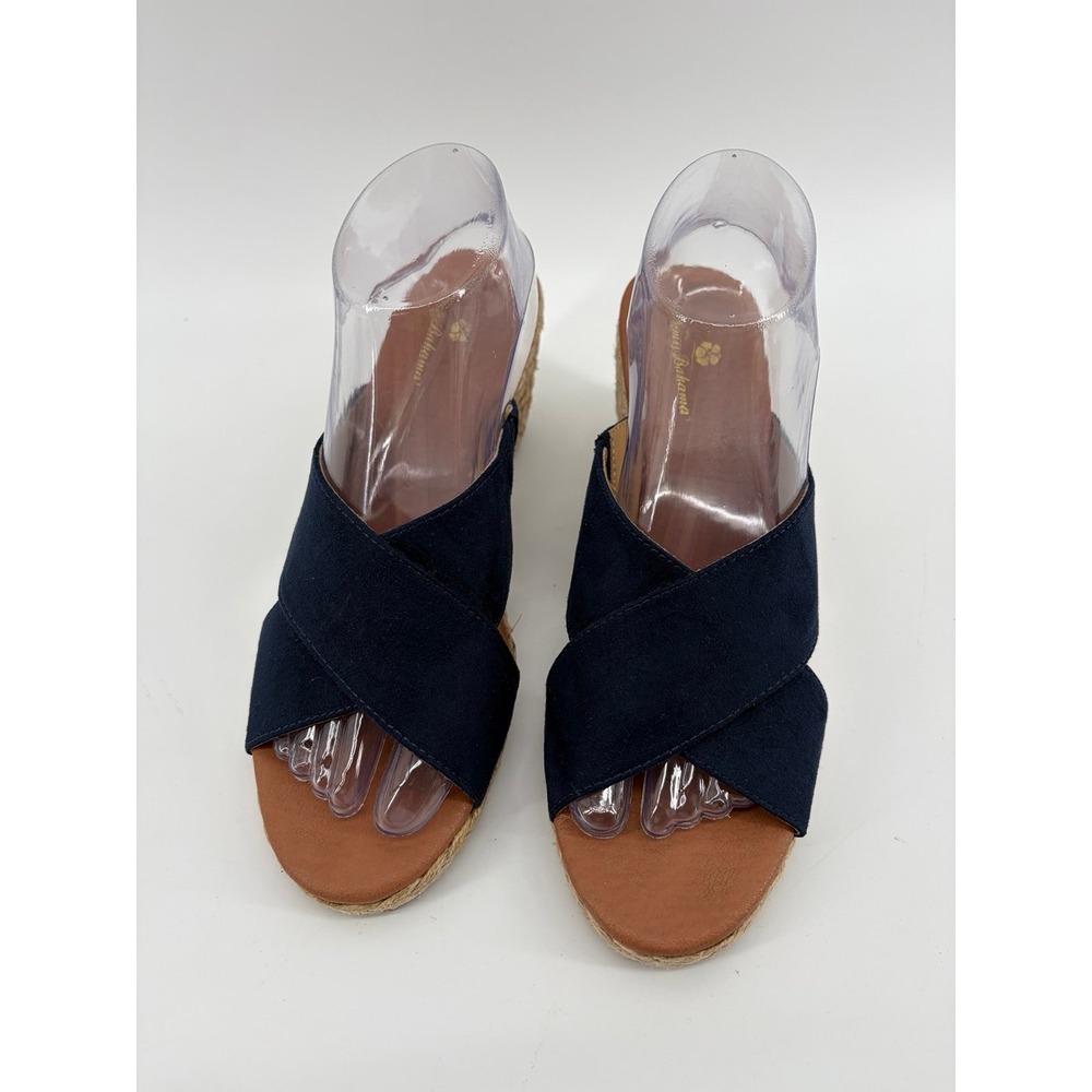 Tommy Bahama, "Stacey" Navy Suede Espadrille, Wedge Sandals, Size 8.5